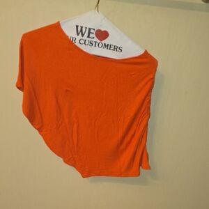 Express Vibrant Orange Short Sleeve Top